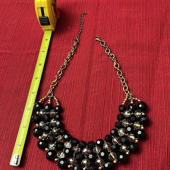 VTG:Black and Clear diamond Cut beads Necklace. - Picture 5 of 5